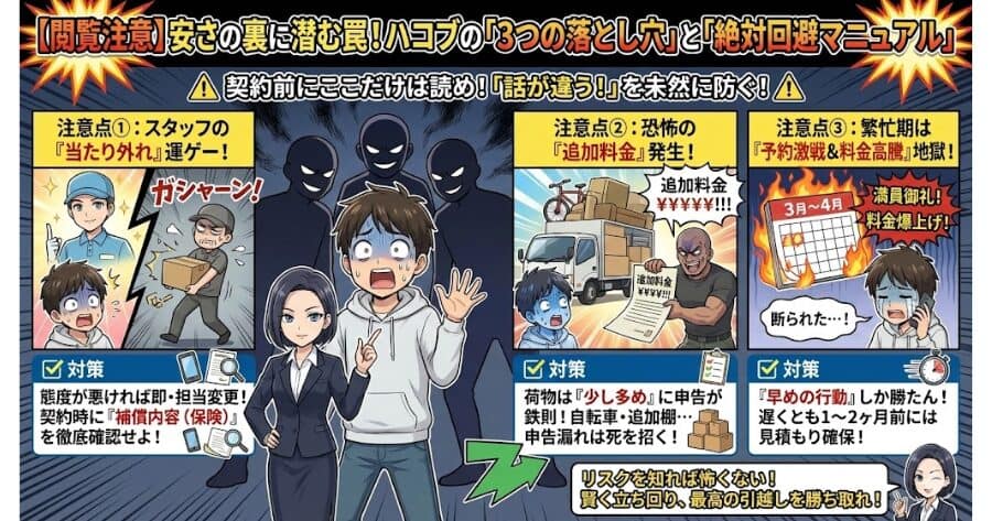 【包み隠さず言います】ハコブ引っ越しサービスの注意点と対策
インフォグラフィック
