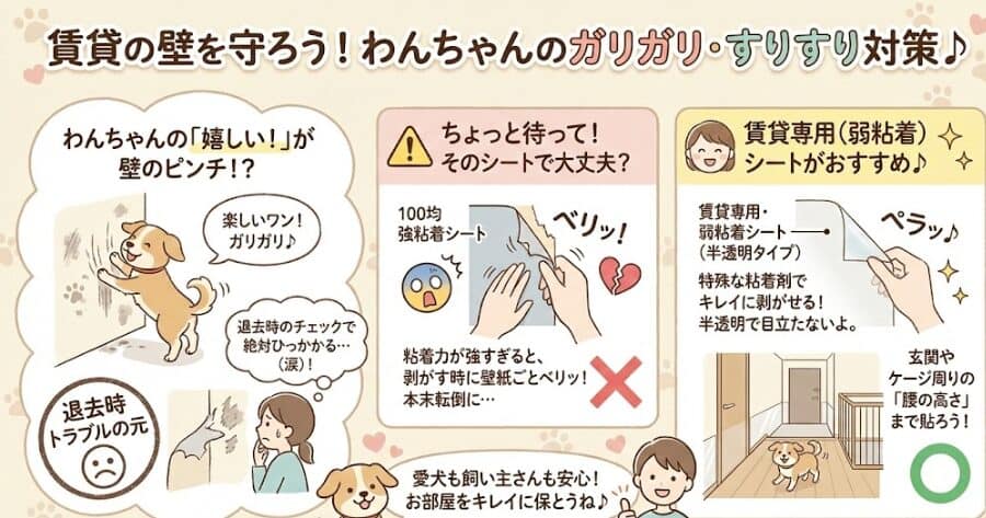 壁の対策：100均は危険！「貼って剥がせる保護シート」を使おう
インフォグラフィック